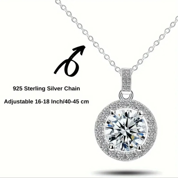 10 Carat Moissanite set in Sterling Silver with Sterling Silver Chain